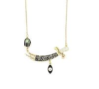 GAUEIOUR Hamsa - Collar con colgante de hoja curvada de mal de ojo, chapado en oro, cadena fina, joyería de inspiración cultural. Accesorio de uso diario