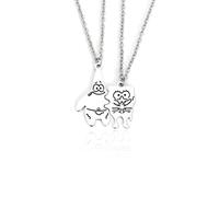 GAUEIOUR Lindo collar de anime para buenos amigos, collar de pareja, versátil para hombres y mujeres, collar de moda, cadena de malla, accesorios de hip hop rojos (paquete de 2), Plata esterlina