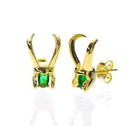 GAUEIOUR Loki - Pendientes de casco, aretes creativos para el día de San Valentín, aretes de casco Loki con incrustaciones de esmeralda, aretes de moda con diamantes de imitación verdes para mujer