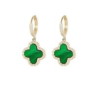 GAUEIOUR Pendientes irlandeses para el día de San Patricio, aretes vintage de hoja verde esmeralda, aretes de hoja de diamante con personalidad simple y afortunada, regalo de fiesta irlandesa (verde)