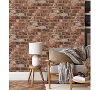 GAULAN 421566 - Papel Pintado Muro de Ladrillos rústicos Industrial Rojo Teja para Pared habitación salón Dormitorio Juvenil - Rollo de 10 m x 0,53 m