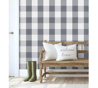 GAULAN 500451842 - Papel pintado vinílico no tejido cuadros escoceses blanco gris negro para pared salón cocina baño dormitorio pasillo - Muestra DIN A4