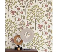 GAULAN 500682395 - Papel pintado de dibujo de plantas y frutos ligeramente texturizado para pared salón cocina comedor oficina despacho - Muestra DIN A4