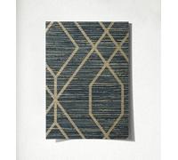 GAULAN 500682929 - Papel pintado geométrico fondo fibra vegetal azul para pared salón dormitorio pasillo comedor - Muestra DIN A4