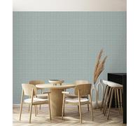 GAULAN 500683189 - Papel pintado vinílico de espigas efecto fibra vegetal azul petróleo con textura en relieve para pared salón cocina baño dormitorio pasillo - Muestra DIN A4