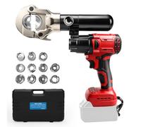 Gautesy Herramienta de crimpado inalámbrica de 120 kN para batería Makita de 18 V, crimpadora hidráulica sin escobillas para terminales Cu/Al de 16-300 mm², crimpado continuo con 11 troqueles (batería