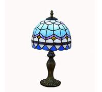 GAUUA Lámpara de Mesa de Tiffany Lámpara de Escritorio mediterránea de 8 Pulgadas Creativo Tiffany Glass Bedsed -Bedside -Bleards Bat -bis Bat Bar Comedor Comedor.