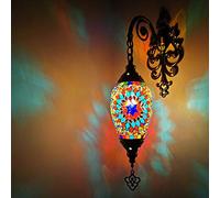 GAUUA Lámpara De Mosaico Hecha A Mano Turca De Pared Turca Lámpara De Matrícula Marroquí De Lámpara De Pared De Vidrio Manchada De Lámpara De Bronce Antiguo, Luz Montada En La Pared
