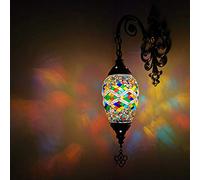GAUUA Lámpara De Mosaico Hecha A Mano Turca De Pared Turca Lámpara De Matrícula Marroquí De Lámpara De Pared De Vidrio Manchada De Lámpara De Bronce Antiguo, Luz Montada En La Pared