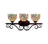 GAUUA Tiffany Estilo Lámpara De Pared, Vidrio Hecho A Mano Atenuable Pared Sconce, E26-3 Luz, Antiguo Espejo Vintage Luz De Pared Frontal para La Sala De Estar Dormitorio Junto A La Cama De Lectura