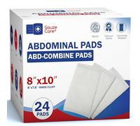 GauzeCare - Almohadillas estériles para abdominales ABD, paquete de 24, 8 x 10 pulgadas, extra absorbentes y gruesas, vendajes envueltos individualmente, almohadillas de primeros auxilios, grado