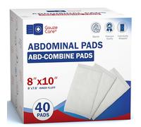 GauzeCare - Almohadillas estériles para abdominales ABD, paquete de 40, 8 x 10 pulgadas, extra absorbentes y gruesas, vendajes envueltos individualmente, almohadillas de primeros auxilios, grado