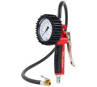 GAV Manometro Presion Neumaticos y Inflador Ruedas Profesional con Medidor WIKA para Compresor de Aire - Coche, Moto, Bicicleta, Camión (80mm Homologado BAR PSi)