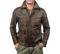 GAVA Raiders of The Lost Ark Indiana Jones Harrison Ford - Chaqueta de cuero de vaca marrón para hombre (piel de cordero, talla M), Piel de cordero, M