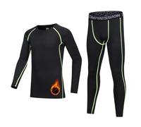 Gavena Conjunto de capa base térmica para niños, conjuntos de compresión para niños, gimnasio, deporte, traje de compresión para niños de 6 a 13 años, Forro polar verde, 4-5 años