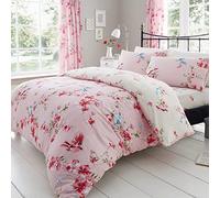 Gaveno Cavailia 11147565 - Juego de Funda de edredón y Funda de Almohada, poliéster y algodón, Rosa, tamaño King, diseño de Flores de pájaro (230 x 220cm)