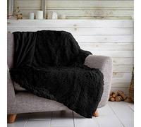 Gaveno Cavailia Hugg and Snugg - Manta de Forro Polar para sofá Cama, Muy Suave, mullida y fácil de cuidar, Manta Decorativa acogedora, cálida, Doble 150 x 200 cm, Color Negro