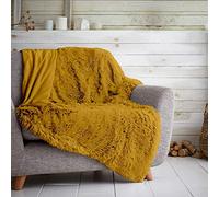 Gaveno Cavailia Hugg and Snugg - Manta de Forro Polar para sofá Cama, súper Suave, esponjosa, de fácil Cuidado, Decorativa, acogedora y cálida, Doble 150 x 200 cm, Ocre