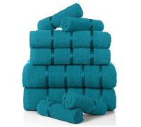 GAVENO CAVAILIA Juego de 8 Toallas Boston Bale, Extra Suave, 100% algodón Egipcio, Altamente Absorbente, 450 g/m², Verde Azulado, Bolsa de Correo