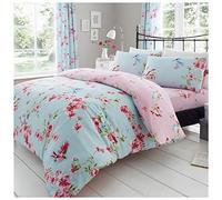 Gaveno Cavailia Luxury Birdie Blossom Set con Funda de edredón y Funda de Almohada, poliéster y algodón, Azul, Doublé