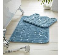 Gaveno Cavailia Super Absorbente - 2 Piezas Juego de baño Pebbles, Espuma de Memoria, Aqua, 80 x 50 x 5 cm