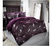 Gaveno Cavailia Teddy - Juego de Funda nórdica y Funda de Almohada para Cama Individual, diseño de Unicornio, Color Gris, Morado, Sábana Bajera Ajustable para Cama King