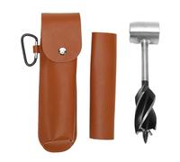 Gavigain Bushcraft Auger - Barrena manual multiusos de alta dureza con bolsa de piel sintética para acampar y aventuras al aire libre