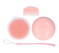 Gavigain Cepillo para mascotas de doble cara, cabezal de cepillo suave y duro, agarre ergonómico, materiales, compactos y portátiles, para perros y gatos aseo (Rosé)