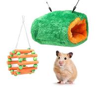 Gavigain Juego de Juguetes de hámster, Columpio de Madera y algodón, Nido de lujos, Rueda de la Fortuna, Juego Interactivo, Comodidad de Invierno Acogedor, para Mascotas pequeñas