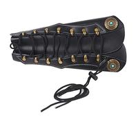 Gavigain Protector de Brazo de Cuero Artificial Tiro con Brazalete Protector Correas de protección Negro