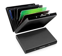 Gavigain Tarjetero RFID, Tarjetero de Acero Inoxidable con Bloqueo para Tarjetas de Visita, Tarjetero, Cartera, Documentos para Evitar pérdidas o daños para Hombres y Mujeres (Black)