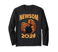 Gavin Newsom 2028 sátira política músculo Americano Patriota Manga Larga