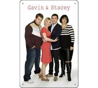 Gavin & Stacey (2007) - Póster de película vintage de estaño, letrero de metal para bar, restaurante, garaje, cafetería, decoración de pared, 8 x 12 pulgadas