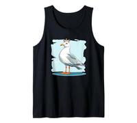 Gaviota con una corona para un disfraz humorístico junto al mar Camiseta sin Mangas