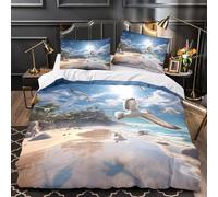 Gaviota en vuelo Funda de Edredón Cremallera Oculta Microfibra Suave 3 Piezas Diseño 3D con Fundas de Almohada Antibacteriana Fotografía de naturaleza Funda Edredon for niños Double（200x200cm）