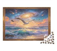 Gaviota Puzzle de 1000 Piezas Papel para Adultos Escena de Océano Estrellado Puzzle para Adultos Relajación Decoración Hogar 38x26cm/1000pcs