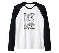 Gaviota sobre cráneo - Block Island Camiseta Manga Raglan