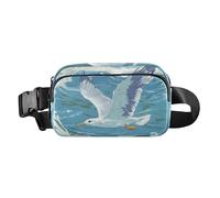 Gaviota volando sobre las olas del océano, elegante riñonera para mujeres y hombres, bolso de cuerpo de croose multiusos con correa ajustable para viajes, gimnasio y trabajo