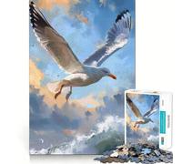 Gaviota Volando sobre Las Olas del océano Rompecabezas de 1000 Piezas para Adultos Juguete cognitivo Divertido Juego de construcción de imágenes Colección de Arte (50x75cm)