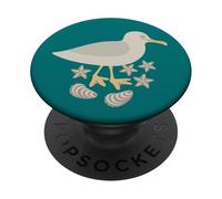 Gaviota y Conchas costeras Orilla del mar océano pájaro Estrella de mar PopSockets PopGrip Adhesivo