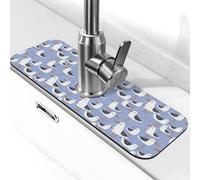 Gaviotas Azul Alfombrilla de Grifo para Fregadero de Cocina Alfombrilla de Escurrir para Fregadero de Cocina Antisalpicaduras Absorbente Secado Rápido Fregadero Cocina Esterilla de Grifo Alfombrilla