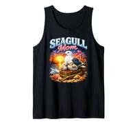 Gaviotas Mamá Retro Puesta del Sol Relajante Playa Pájaro Camiseta sin Mangas