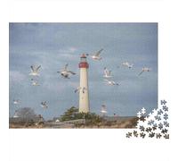 Gaviotas Que vuelan Cerca del Faro Rompecabezas 1000 Piezas, Gaviotas Volando Cerca del Faro, Estético y Desafiante, Decoración Hogar, Regalo para Mujeres y Hombres, Entretenimiento Creativo