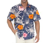 Gavliuu Camisa Hawaiana para Hombre, Camisas Hawaianas con Botones para Hombre, Camisas Florales Estampadas, Informales de Manga Corta