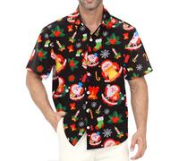 Gavliuu Camisa hawaiana para hombre, camisas hawaianas con botones para hombre, camisas florales estampadas, informales, de manga corta, L