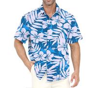 Gavliuu Camisa Hawaiana para Hombre, Camisas Hawaianas con Botones para Hombre, Camisas Florales Estampadas, Informales de Manga Corta