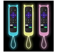 Gavyqier Roku - Juego de 3 fundas protectoras de silicona para control remoto Hisense Roku TV Onn Roku TV para Roku Express 4K+ 2021 Streaming Stick 4K 2021, diseño de orejas de gato