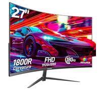 Gawfolk - Monitor curvado para juegos de 27 pulgadas, monitor de PC de 144 Hz/180 Hz, Full HD 1080P, visualización de computadora 1800R sin marco con tecnología FreeSync y Eye-Care, montaje en pared