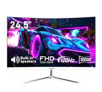 Gawfolk Monitor Curvo para Juegos 24.5 Pulgadas con Altavoces Integrados, Pantalla para PC 120Hz Full HD 1080P, 3000R, HDMI 2.0, VGA, Compatible con Montaje en Pared 75x75mm (Blanco)