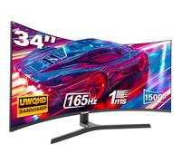 Gawfolk - Monitor de juego curvado ultra ancho de 34 pulgadas, visualización de PC 1500R UWQHD 3440 x 1440, visualización curvada de 165 Hz con FreeSync-Black